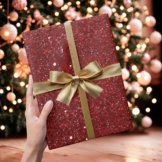 Papel De Presente Red Glitter Sparkle Wrapping Paper (Criador carregado)