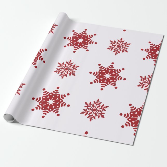 Papel De Presente Red, Green, and White Snowflake Lane Christmas Wra (Desenrolado)