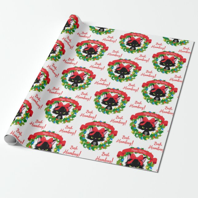 Papel De Presente Red Green Baby Humbug Angry Cats Natal (Desenrolado)