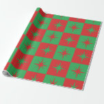 Papel De Presente Red green checkered retro Christmas  starbursts<br><div class="desc">This is cute retro atomic starbursts on red and green checkerboards in red and green Christmas colors. It's great looking gift wrapping paper for Christmas holidays parties</div>