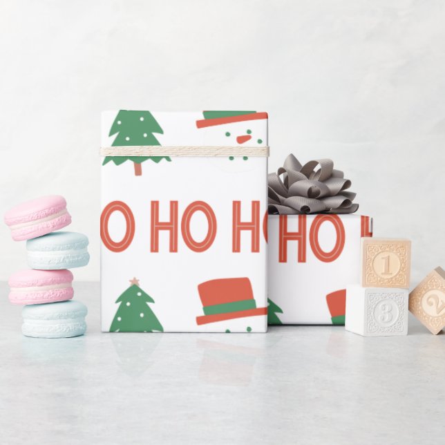 Papel De Presente Red Green Cream Reproduzindo Árvore Moderna Natal (Chá de bebê)