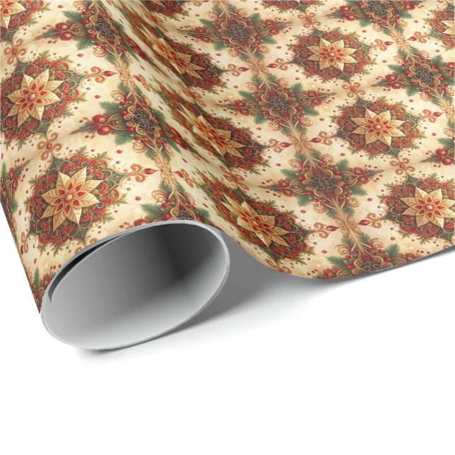 Papel De Presente Red Green Decorative Holiday Wrapping Paper (Ponta do rolo)