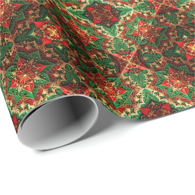 Papel De Presente Red Green Decorative Holiday Wrapping Paper (Ponta do rolo)