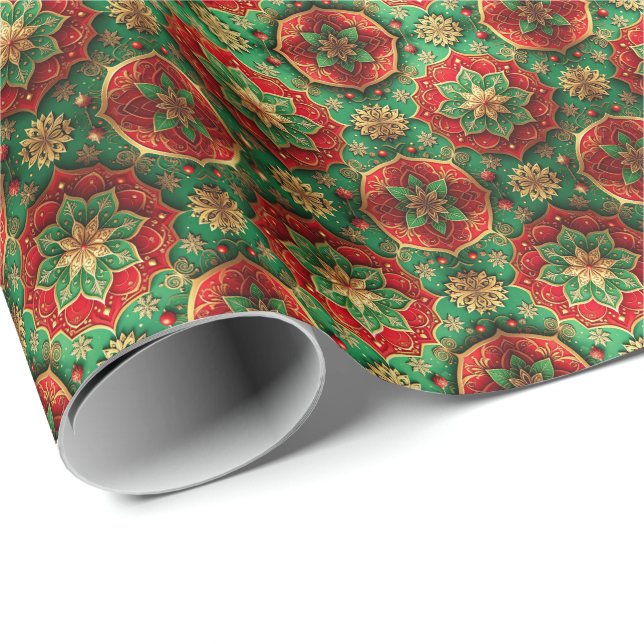 Papel De Presente Red Green Decorative Holiday Wrapping Paper (Ponta do rolo)