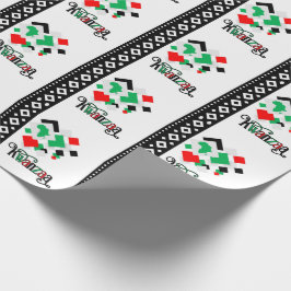 Papel De Presente Red Green e Black Tribal Kwanzaa