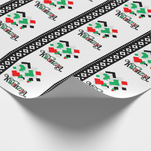 Papel De Presente Red Green e Black Tribal Kwanzaa