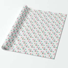Papel De Presente Red Green Pink Fa La La La Christmas