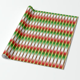 Papel De Presente Red Green White E Dourado Strips Natal