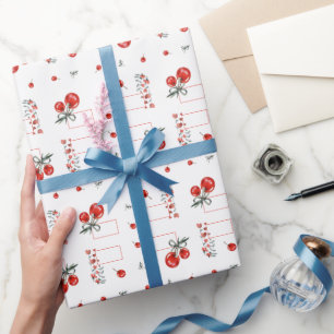 Papel De Presente Red Heart Floral Cherry Sweet