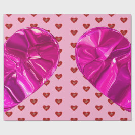 Papel De Presente Red heart on pink background Wrapping Paper love