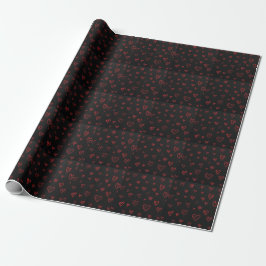Papel De Presente Red Hearts Black paperGift ,Valentines Day 