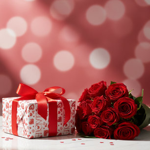 Papel De Presente Red Hearts Dia de os namorados Love