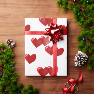 Papel De Presente Red Hearts Wrapping Paper