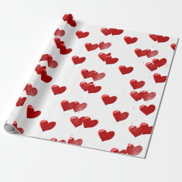 Papel De Presente Red Hearts Wrapping Paper