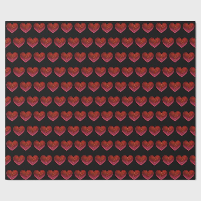 Papel De Presente Red Hearts Wrapping Paper love valentines day (Barra)