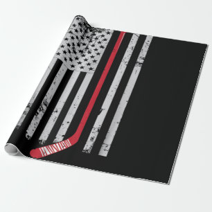 Papel De Presente Red Hockey Stick American Flag USA Hockey