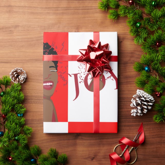 Papel De Presente Red Joy Confetti Gift Wrap (Presente de Natal)
