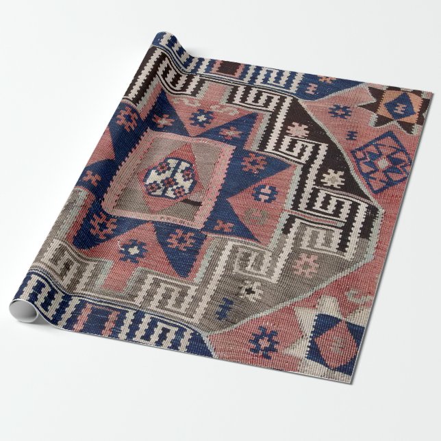 Papel De Presente Red Kilim Rug Oriental Antiquado (Desenrolado)