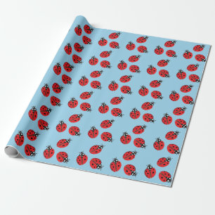 Papel De Presente Red Lady Bug Ilustração Azul Claro