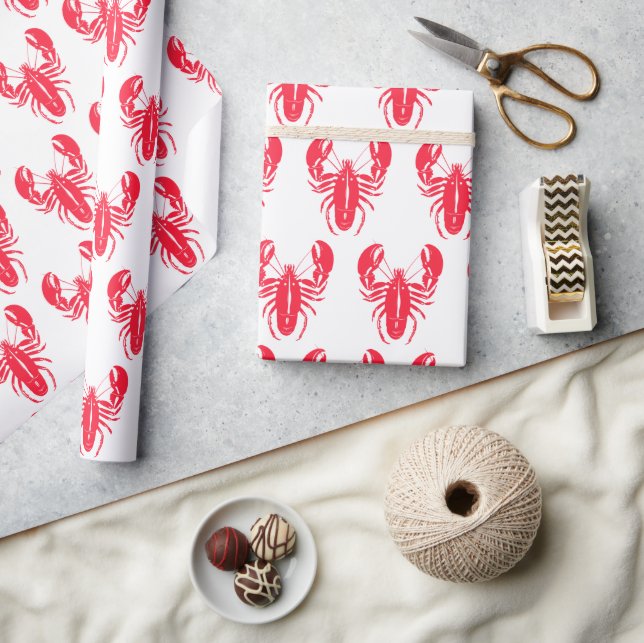 Papel De Presente Red Lobster Marisco Maine Preppy Beach (Artesanato)