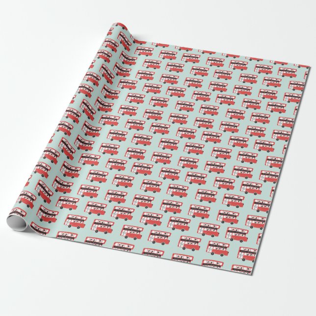Papel De Presente Red London Bus Vintage Pattern (Desenrolado)
