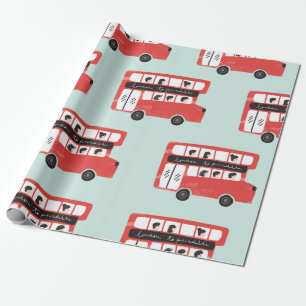 Papel De Presente Red London Double Decker Bus Vint