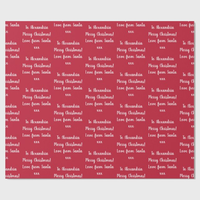 Papel De Presente Red Merry Christmas Personed Name from Papai noel  (Aberto)