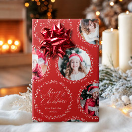 Papel De Presente Red Modern Script Merry Christmas Family 6 photo