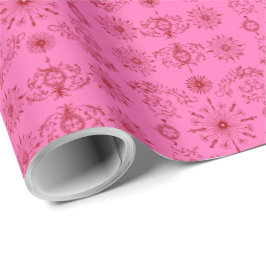 Papel De Presente Red on Pink Motif Wrapping Paper