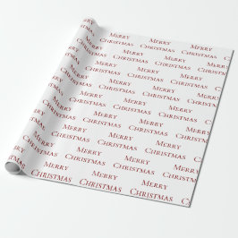 Papel De Presente Red on White Merry Christmas Cote