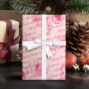 Papel De Presente Red Personalised Felry Christmas Script Floral Wra