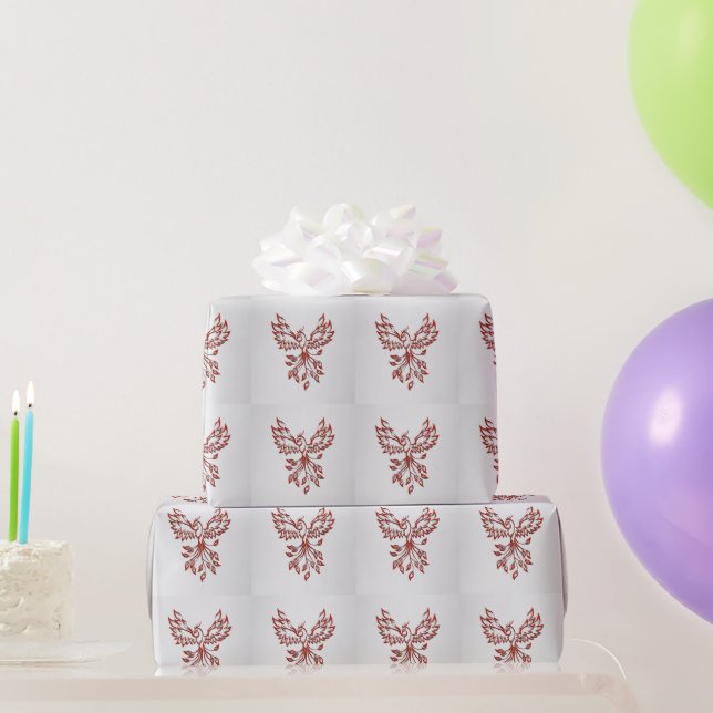 Papel De Presente Red Phoenix Assume Silver (Presentes para festas)