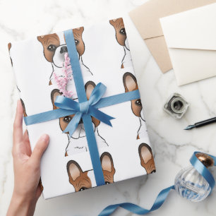 Papel De Presente Red Piebald French Bulldog Cartoon Dog Patterno