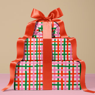 Papel De Presente Red Pink Green Stripes