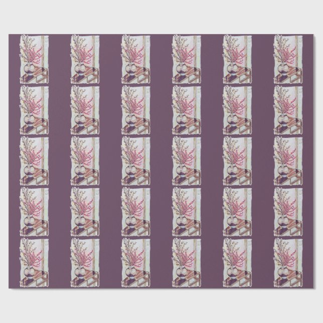Papel De Presente Red Plum Blossoms (Aberto)