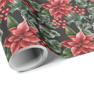 Papel De Presente Red Poinsettia — Papel de Moldagem de Natal