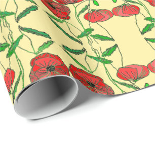 Papel De Presente Red Poppy Art