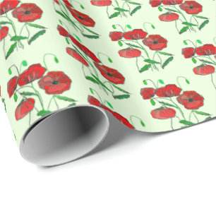 Papel De Presente Red Poppy Art -