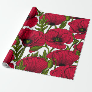 Papel De Presente Red Poppy jardim 2