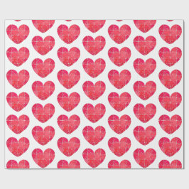 Papel De Presente Red puzzle hearts, watercolor seamless pattern