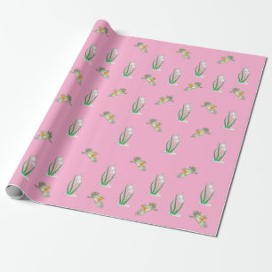Papel De Presente Red Robin Birds e Snowdros, Galanthus nivalis