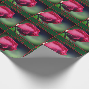 Papel De Presente Red Rosebud Flower Nature Personalizado