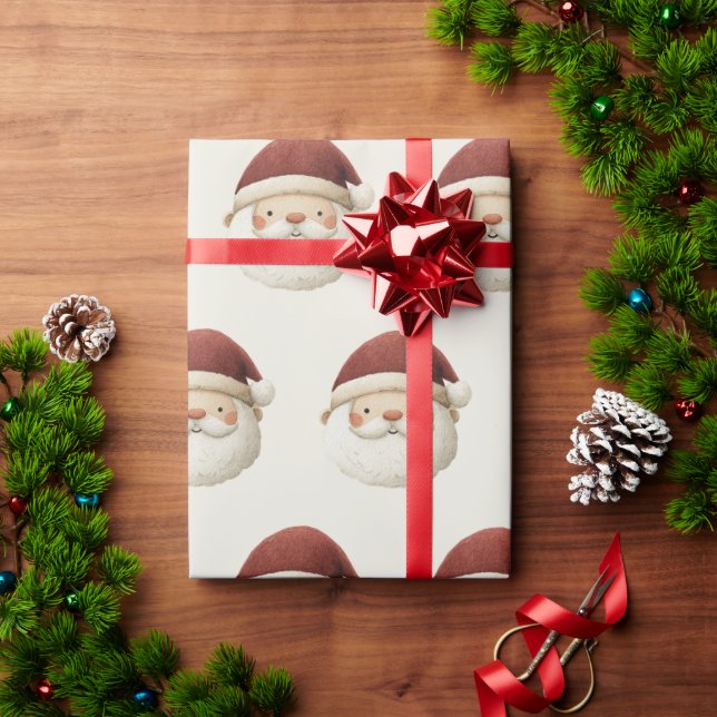 Papel De Presente Red Santa Claus Rustic Christmas Wrapping Paper (Presente de Natal)