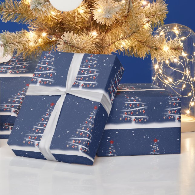 Papel De Presente Red Socks and Baseball Ornaments On a Tree (Feriados)