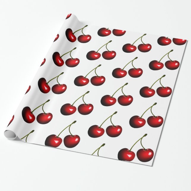 Papel De Presente Red Sweet Cherries (Desenrolado)