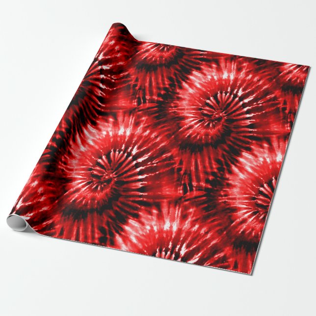 Papel De Presente Red Tie Dye Psychedelic Starburst Retro (Desenrolado)
