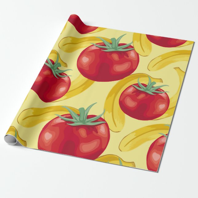 Papel De Presente Red tomato and fruits seamless pattern designabstr (Desenrolado)