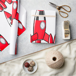 Papel De Presente Red Toy Rocket