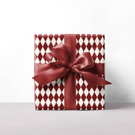 Papel De Presente Red & White Argyle Festivo Natal Moderno