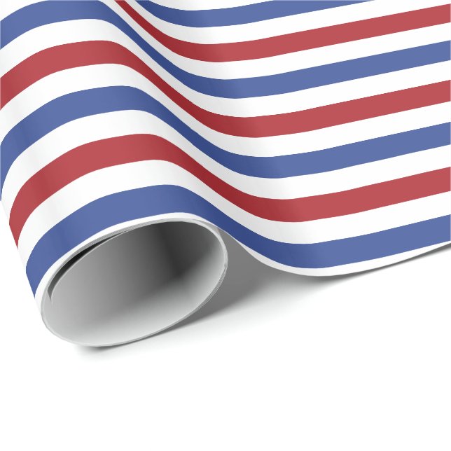 Papel De Presente Red White e Blue Stripes (Ponta do rolo)